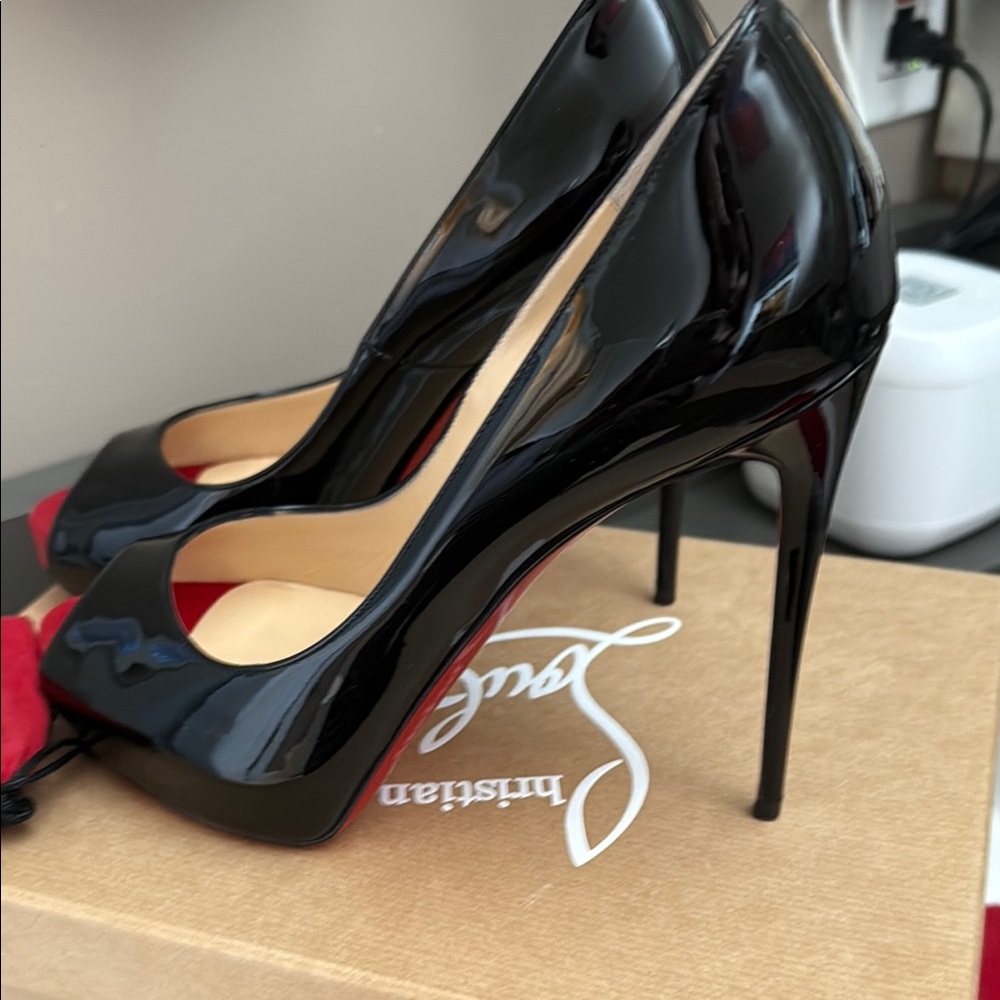 Christian Louboutin Black and Red Stiletto Heels - Picture 3 of 8